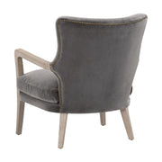 Essentials For Living Calvin Club Chair~ Dark Dove Velvet, Natural Gray Oak