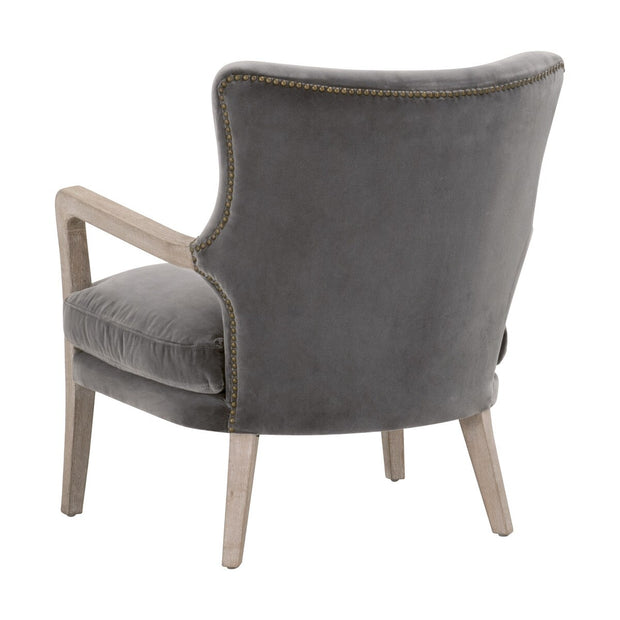 Essentials For Living Calvin Club Chair~ Dark Dove Velvet, Natural Gray Oak