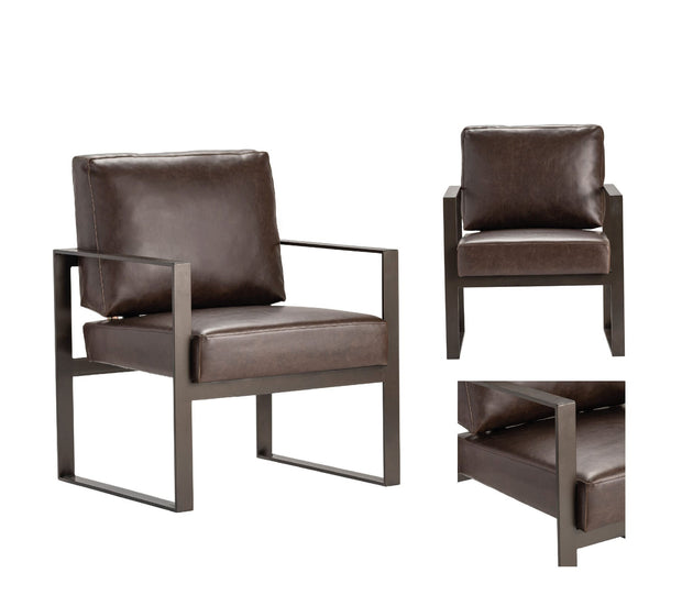 Crestview Collection Rutledge Dark Brown Faux Leather Accent Chair