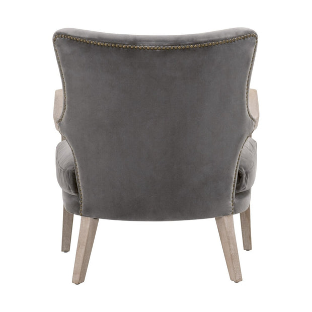 Essentials For Living Calvin Club Chair~ Dark Dove Velvet, Natural Gray Oak