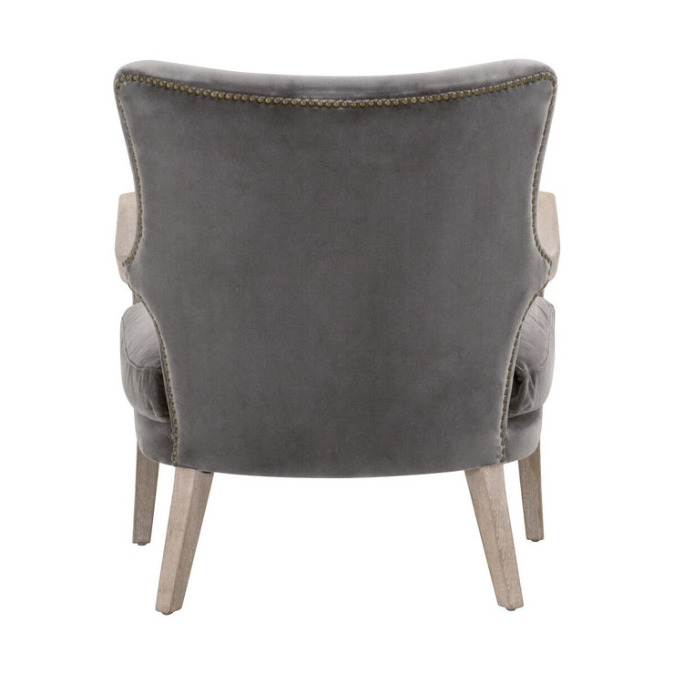 Essentials For Living Calvin Club Chair~ Dark Dove Velvet, Natural Gray Oak