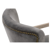 Essentials For Living Calvin Club Chair~ Dark Dove Velvet, Natural Gray Oak