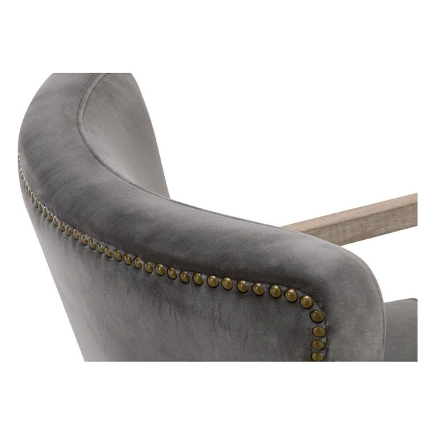 Essentials For Living Calvin Club Chair~ Dark Dove Velvet, Natural Gray Oak