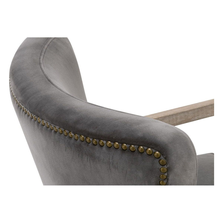 Essentials For Living Calvin Club Chair~ Dark Dove Velvet, Natural Gray Oak