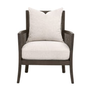 Essentials For Living Caris Club Chair~ LiveSmart Gellar-Linen, Matte Brown Oak & Cane