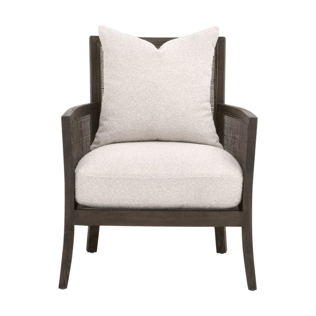 Essentials For Living Caris Club Chair~ LiveSmart Gellar-Linen, Matte Brown Oak & Cane