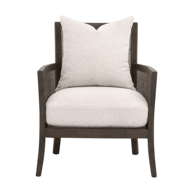 Essentials For Living Caris Club Chair~ LiveSmart Gellar-Linen, Matte Brown Oak & Cane
