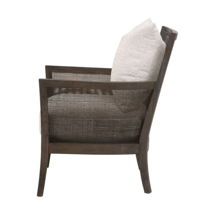 Essentials For Living Caris Club Chair~ LiveSmart Gellar-Linen, Matte Brown Oak & Cane
