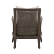 Essentials For Living Caris Club Chair~ LiveSmart Gellar-Linen, Matte Brown Oak & Cane