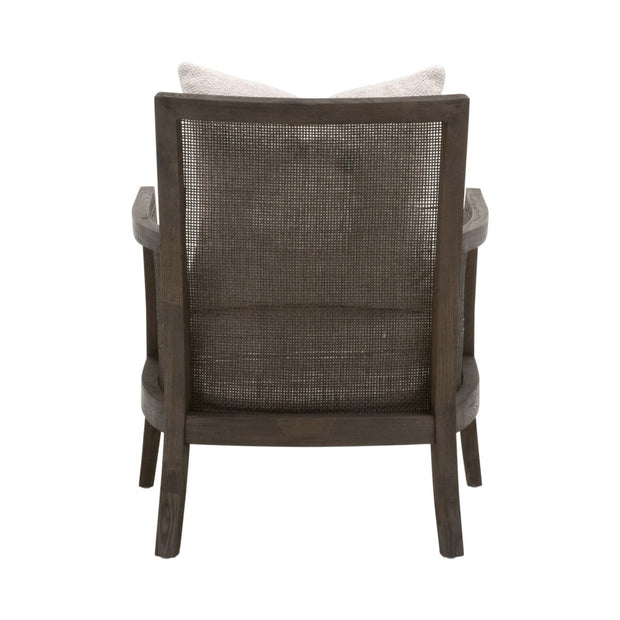 Essentials For Living Caris Club Chair~ LiveSmart Gellar-Linen, Matte Brown Oak & Cane