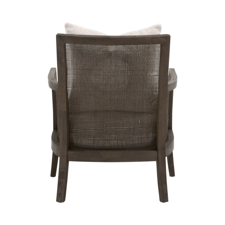 Essentials For Living Caris Club Chair~ LiveSmart Gellar-Linen, Matte Brown Oak & Cane
