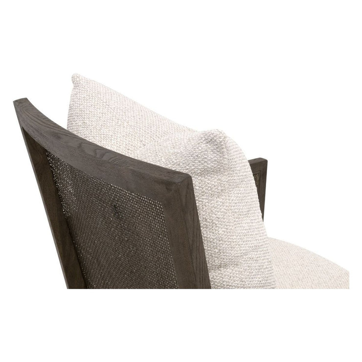 Essentials For Living Caris Club Chair~ LiveSmart Gellar-Linen, Matte Brown Oak & Cane