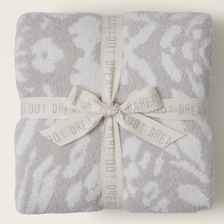 Barefoot Dreams CozyChic Fauna Leopard Throw Blanket ~ Stone and Cream