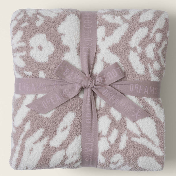 Barefoot Dreams CozyChic Fauna Leopard Throw Blanket ~ Dusty Mauve and Cream