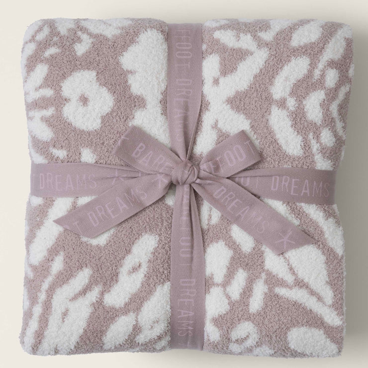 Barefoot Dreams CozyChic Fauna Leopard Throw Blanket ~ Dusty Mauve and Cream