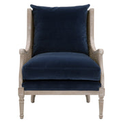 Essentials For Living Churchill Club Chair ~ Denim Velvet, Natural Gray Birch, Cane