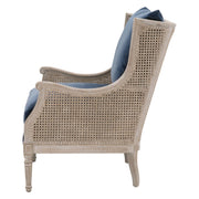 Essentials For Living Churchill Club Chair ~ Denim Velvet, Natural Gray Birch, Cane
