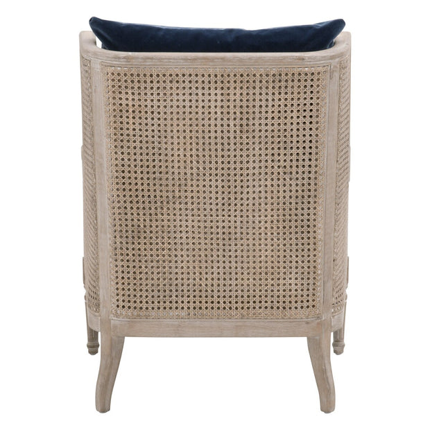 Essentials For Living Churchill Club Chair ~ Denim Velvet, Natural Gray Birch, Cane