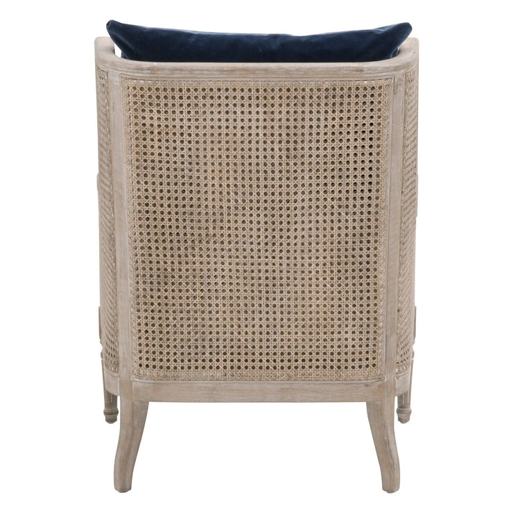Essentials For Living Churchill Club Chair ~ Denim Velvet, Natural Gray Birch, Cane