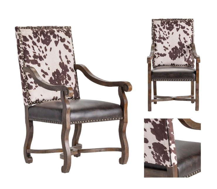 Crestview Collection Mesquite Ranch Leather and Faux Cowhide Armchair