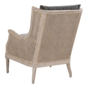 Essentials For Living Churchill Club Chair~ Dark Dove Velvet, Natural Gray Birch, Cane