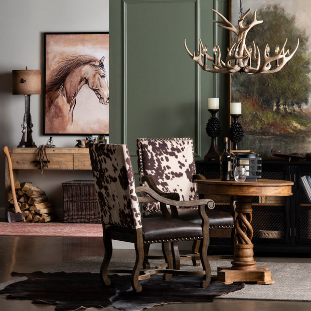 Crestview Collection Mesquite Ranch Leather and Faux Cowhide Armchair