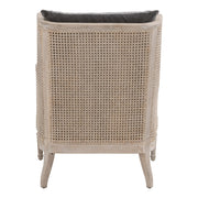Essentials For Living Churchill Club Chair~ Dark Dove Velvet, Natural Gray Birch, Cane