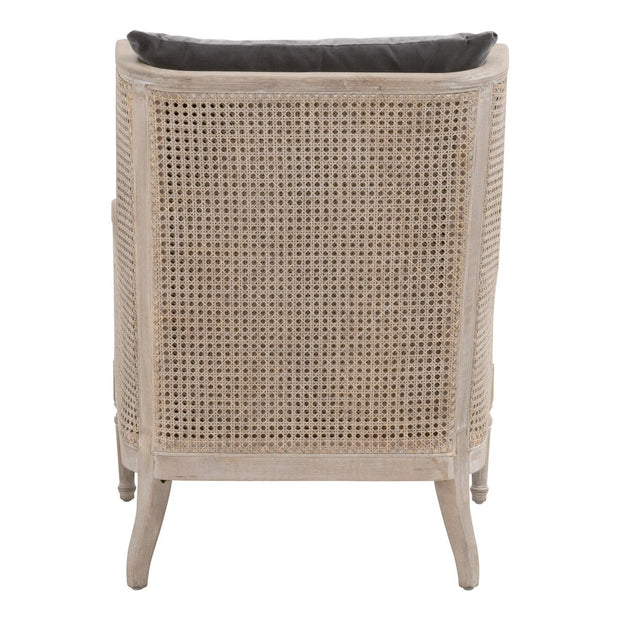 Essentials For Living Churchill Club Chair~ Dark Dove Velvet, Natural Gray Birch, Cane