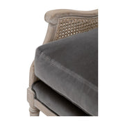 Essentials For Living Churchill Club Chair~ Dark Dove Velvet, Natural Gray Birch, Cane
