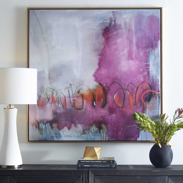 Casa Bella LivingWood Framed Shades Of Pinks And Blue Canvas