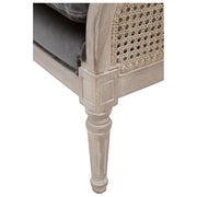 Essentials For Living Churchill Club Chair~ Dark Dove Velvet, Natural Gray Birch, Cane