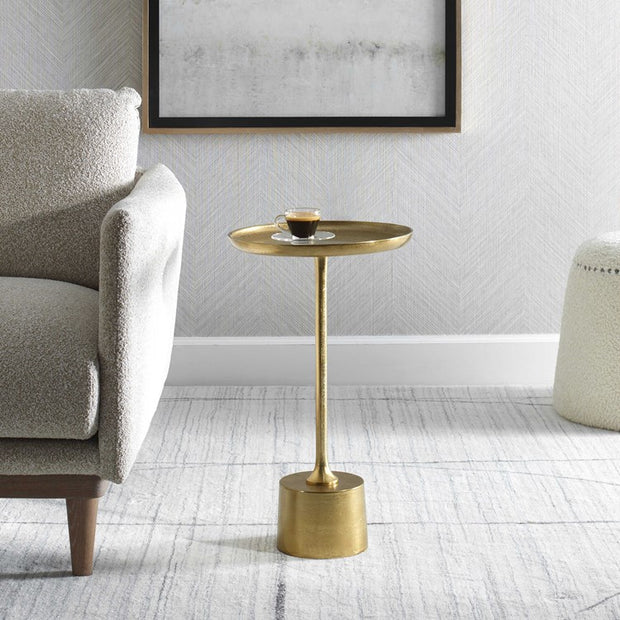 Casa Bella Living Round Antique Brass Accent Table
