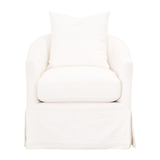 Essentials For Living Faye Slipcover Swivel Club Chair ~ Cream Crepe