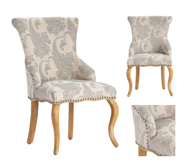 Crestview Collection Danielle Light Gray Paisley Print Accent Chair
