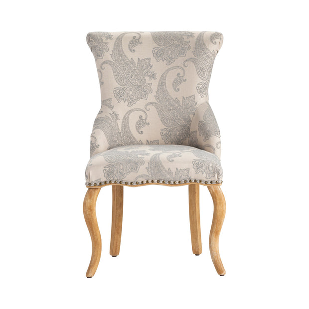 Crestview Collection Danielle Light Gray Paisley Print Accent Chair