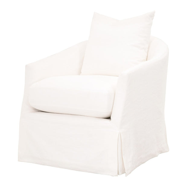 Essentials For Living Faye Slipcover Swivel Club Chair ~ Cream Crepe