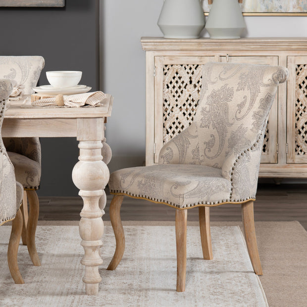 Crestview Collection Danielle Light Gray Paisley Print Accent Chair
