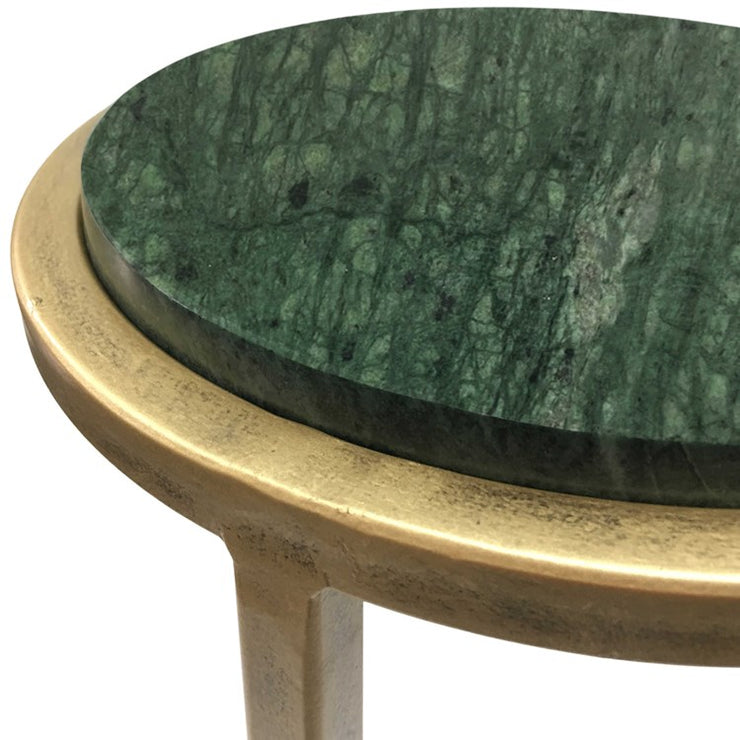 Casa Bella Living Dark Green Gold Iron Framed Accent Table