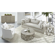Essentials For Living Faye Slipcover Swivel Club Chair ~ Cream Crepe