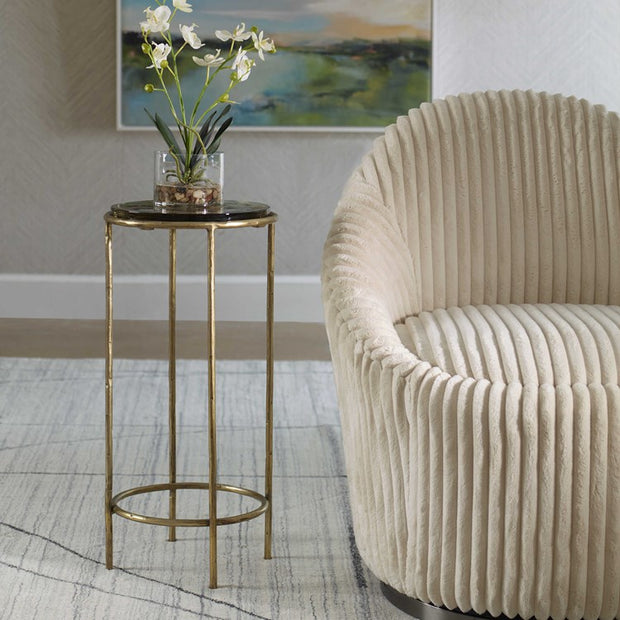 Casa Bella Living Recycled Glass Antique Gold Iron Accent Table