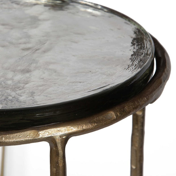 Casa Bella Living Recycled Glass Antique Gold Iron Accent Table