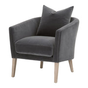 Essentials For Living Gordon Club Chair ~ Dark Dove Velvet, Natural Gray Oak