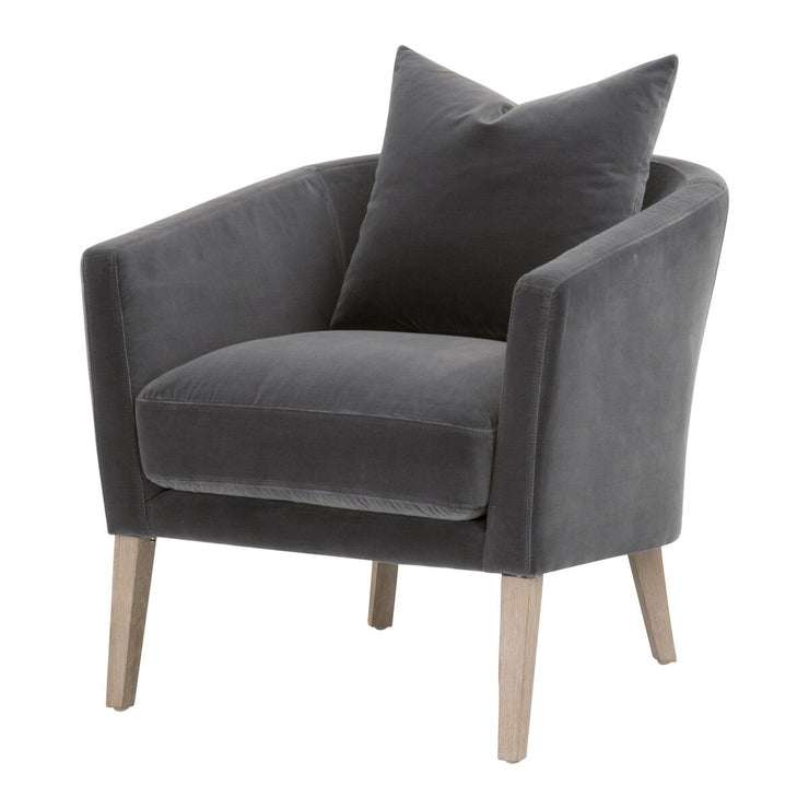 Essentials For Living Gordon Club Chair ~ Dark Dove Velvet, Natural Gray Oak