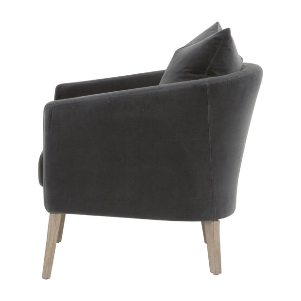 Essentials For Living Gordon Club Chair ~ Dark Dove Velvet, Natural Gray Oak