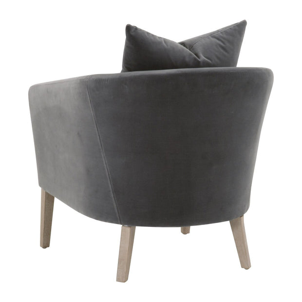Essentials For Living Gordon Club Chair ~ Dark Dove Velvet, Natural Gray Oak