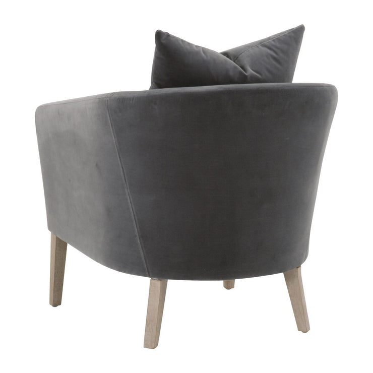Essentials For Living Gordon Club Chair ~ Dark Dove Velvet, Natural Gray Oak