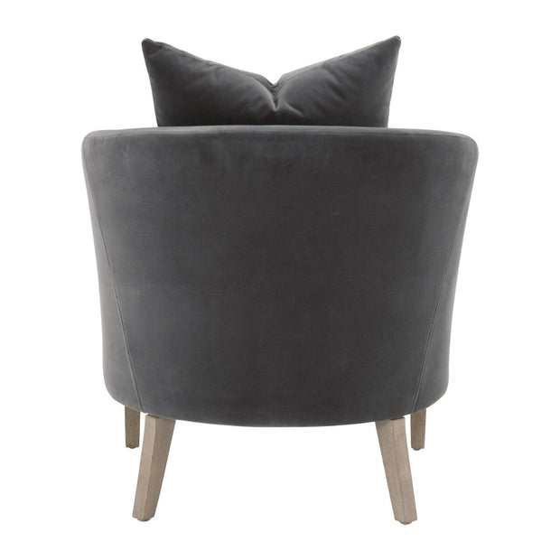 Essentials For Living Gordon Club Chair ~ Dark Dove Velvet, Natural Gray Oak
