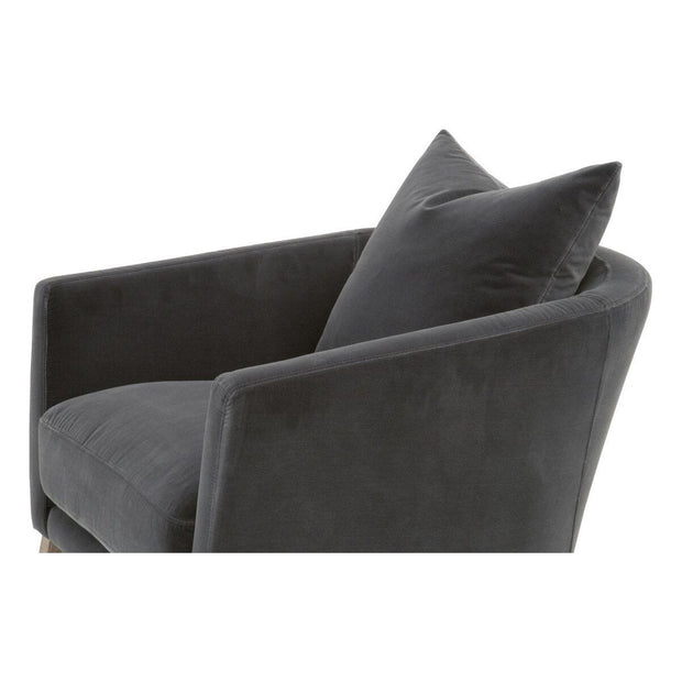 Essentials For Living Gordon Club Chair ~ Dark Dove Velvet, Natural Gray Oak