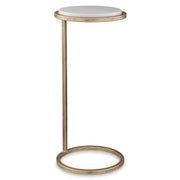 Casa Bella Living Aged Gold Iron Frame And White Marble Accent Table