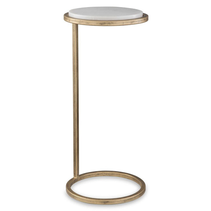 Casa Bella Living Aged Gold Iron Frame And White Marble Accent Table